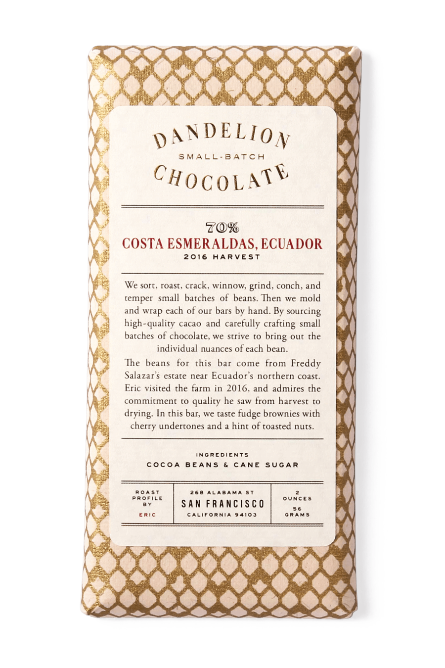 Dandelion Noir 70% Equateur Costa Esmeraldas