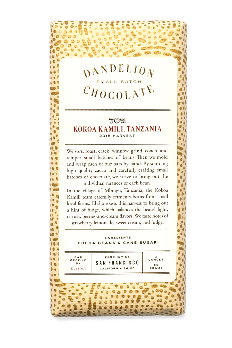 Dandelion noir 70% Kokoa Kamili Tanzanie